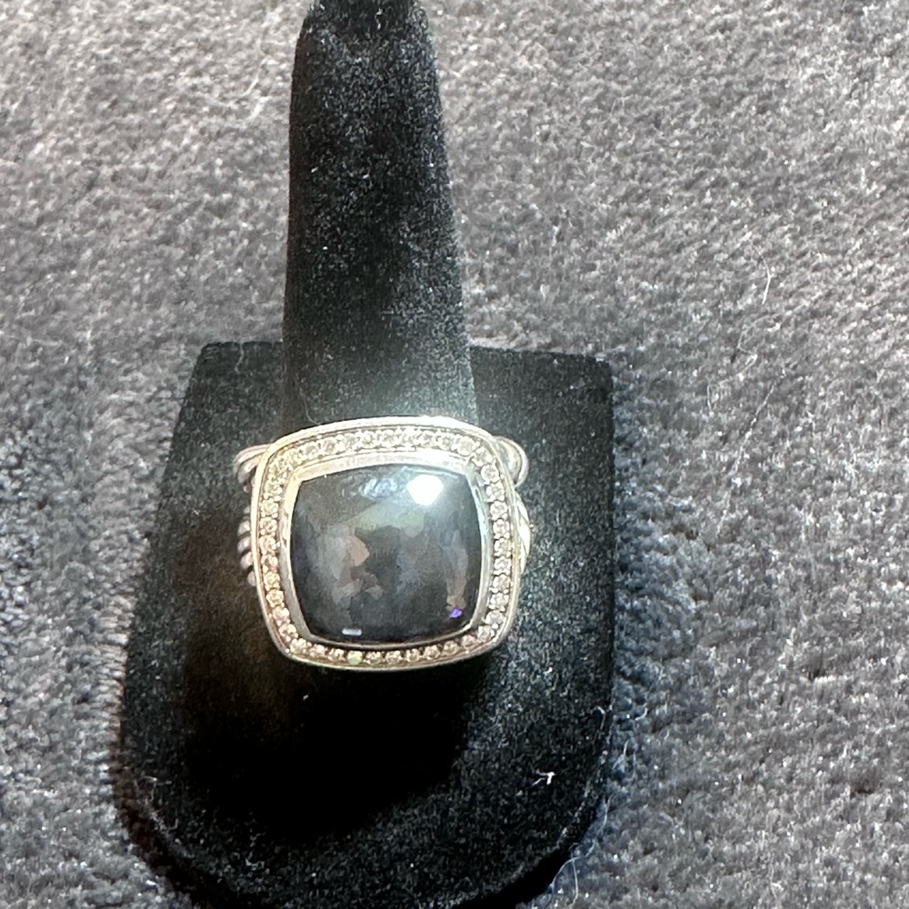 David Yurman 14mm Black Orchid And Diamond Albion Ring